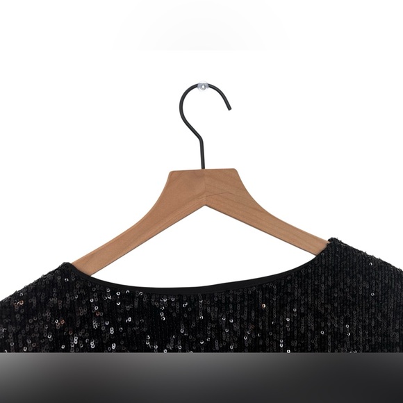 Gianni Bini Black Long Sleeve Sequin Mini Dress Bell Sleeve Size M - Picture 10 of 13